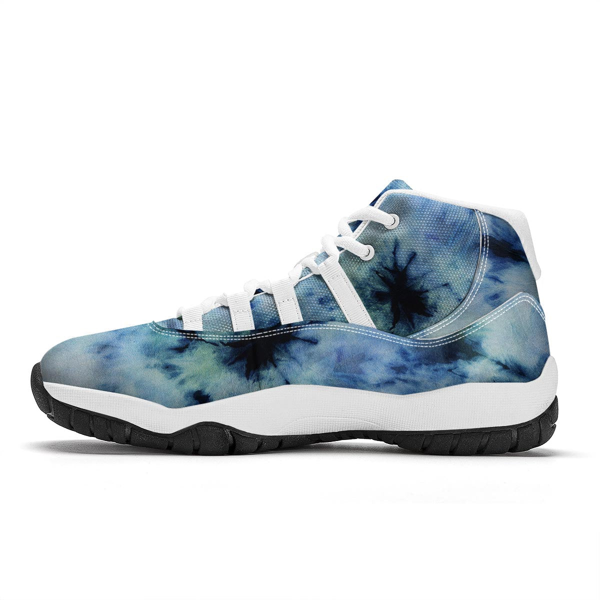 Shibori Tie Dye Print White Bball Shoes-grizzshop