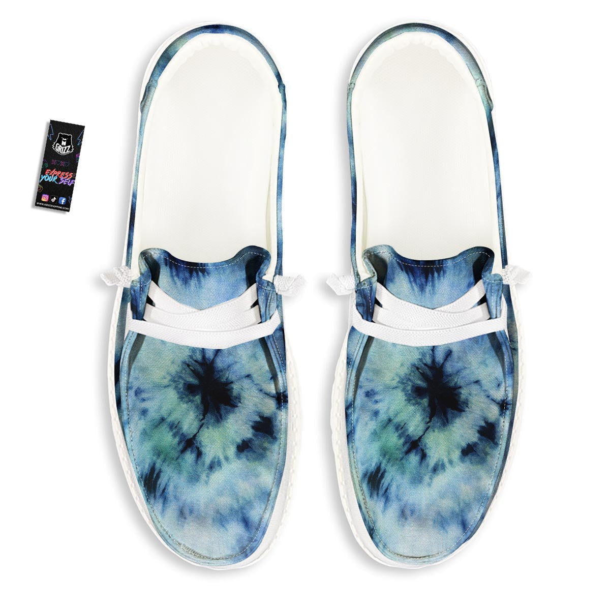 Shibori Tie Dye Print White Loafers-grizzshop