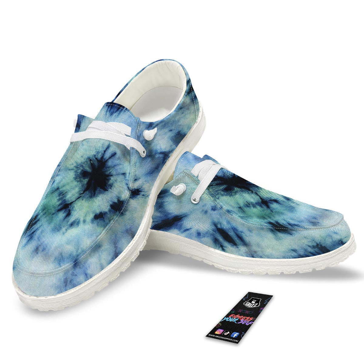 Shibori Tie Dye Print White Loafers-grizzshop