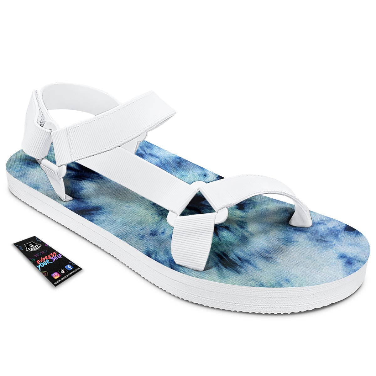 Shibori Tie Dye Print White Open Toe Sandals-grizzshop