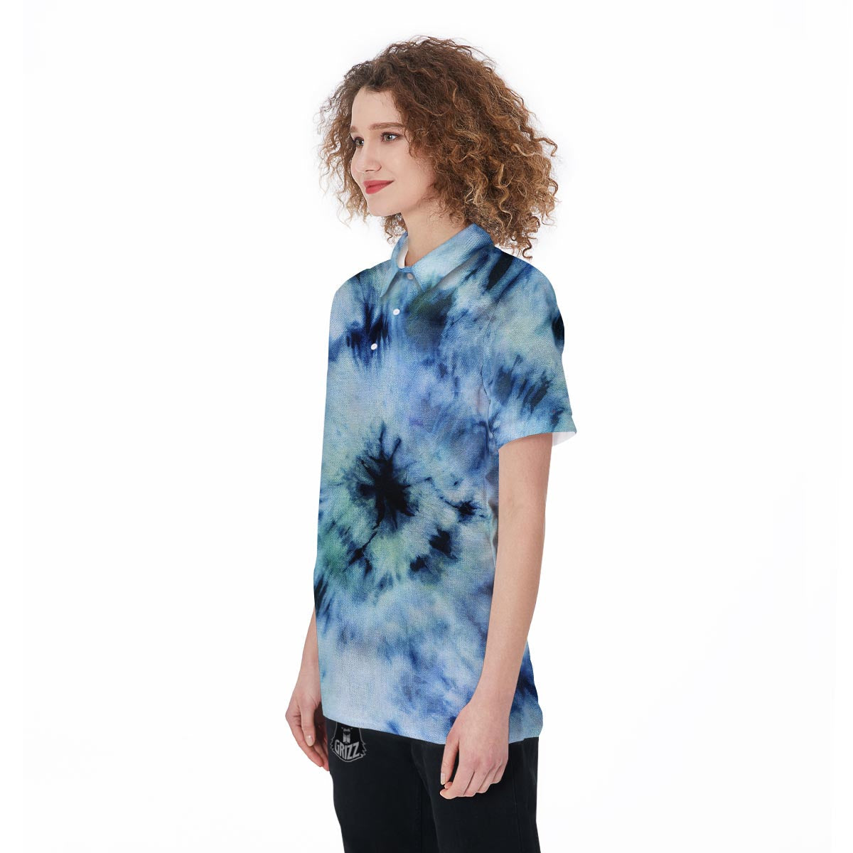 Shibori Tie Dye Print Women's Golf Shirts-grizzshop
