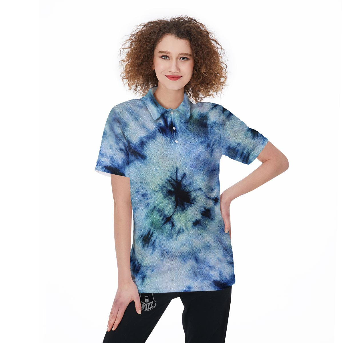 Shibori Tie Dye Print Women's Golf Shirts-grizzshop