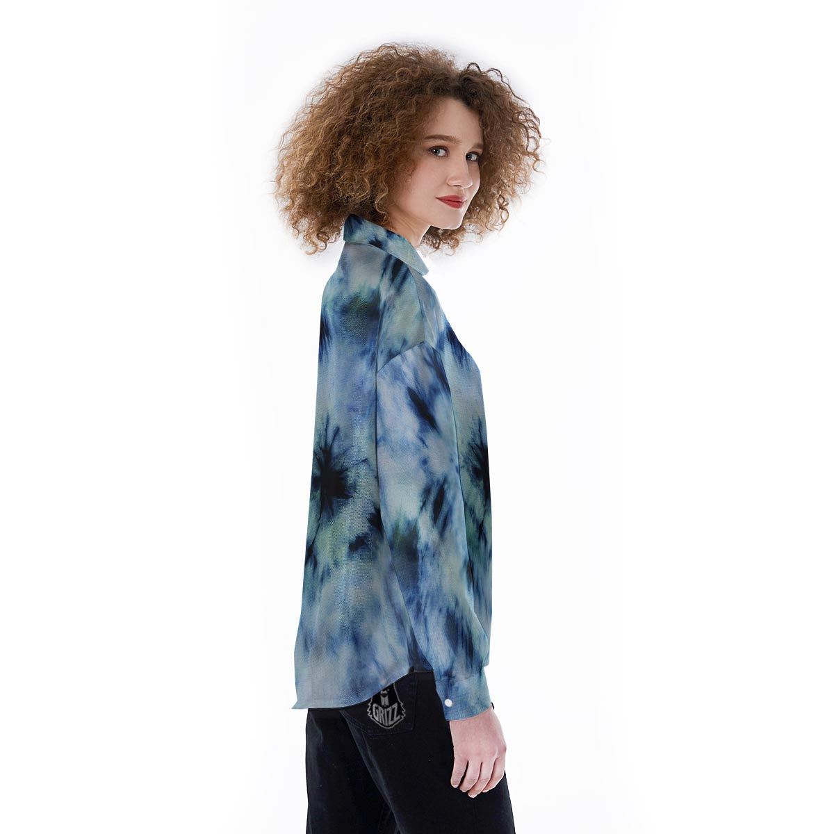 Shibori Tie Dye Print Women's Long Sleeve Shirts-grizzshop
