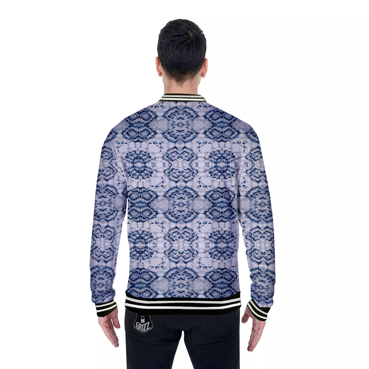 Shibori Watercolor Print Pattern Baseball Jacket-grizzshop