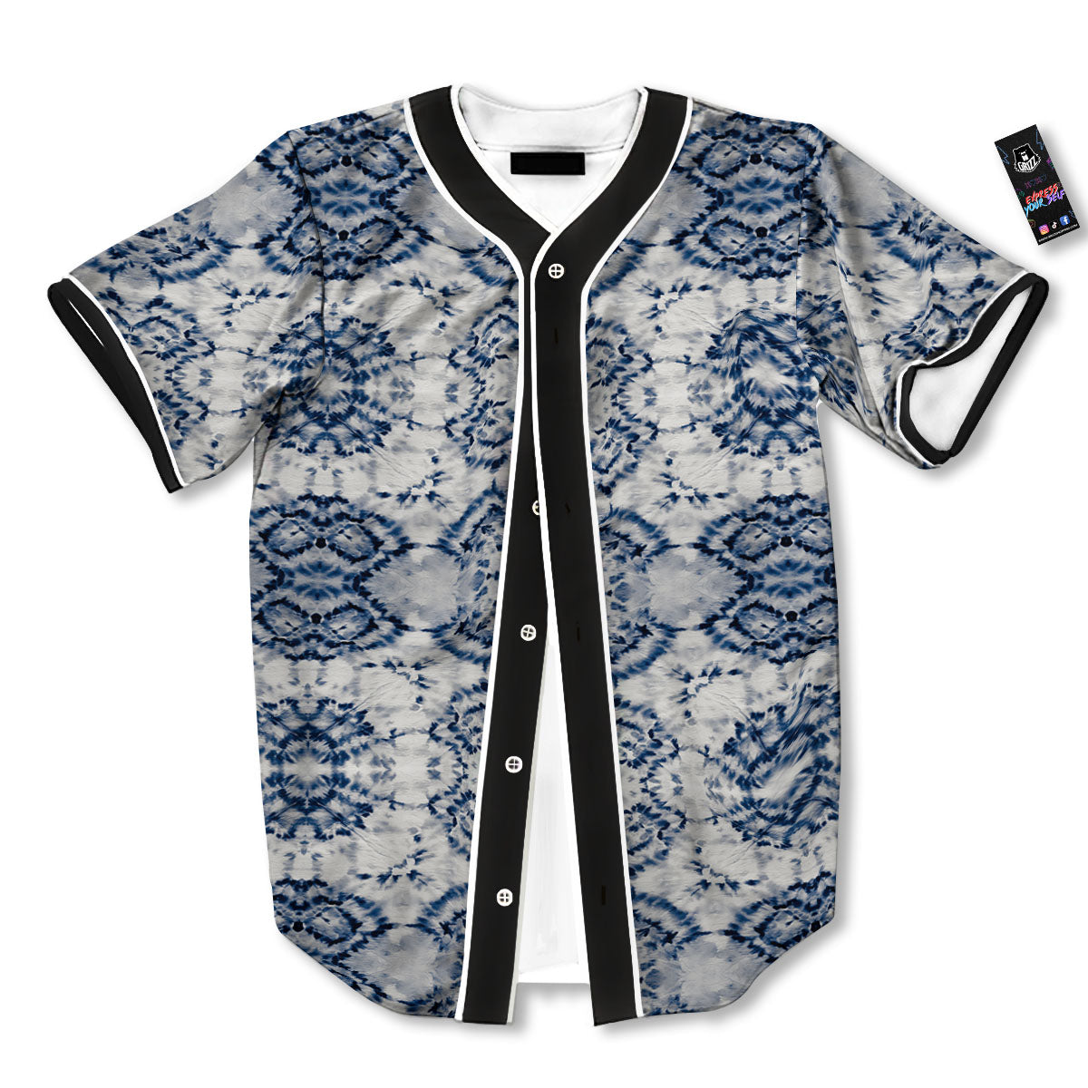 Shibori Watercolor Print Pattern Baseball Jersey-grizzshop