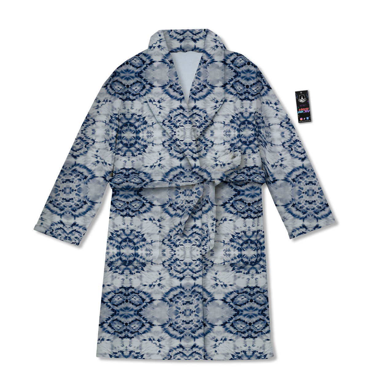 Shibori Watercolor Print Pattern Bathrobe-grizzshop