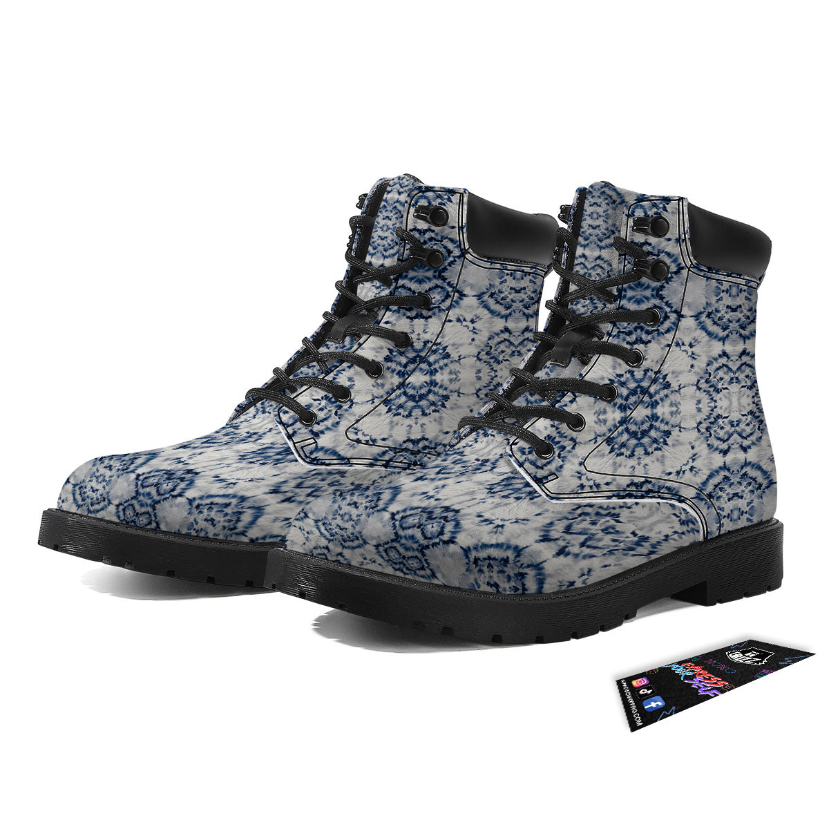 Shibori Watercolor Print Pattern Boots-grizzshop