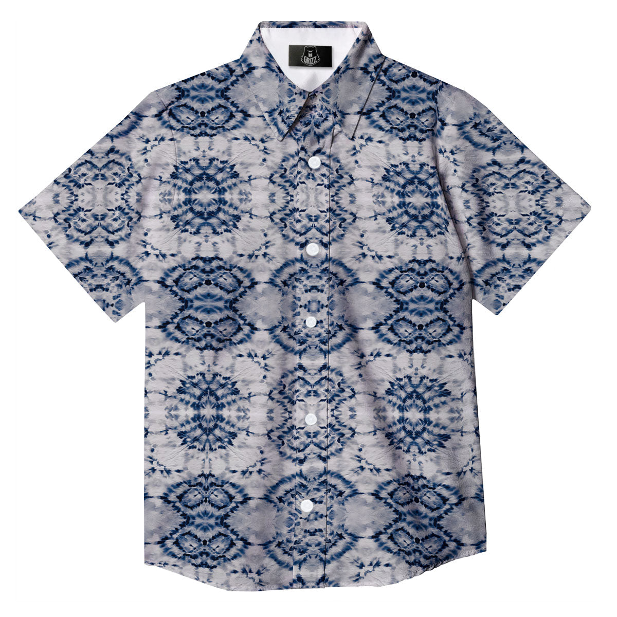 Shibori Watercolor Print Pattern Button Up Shirt-grizzshop