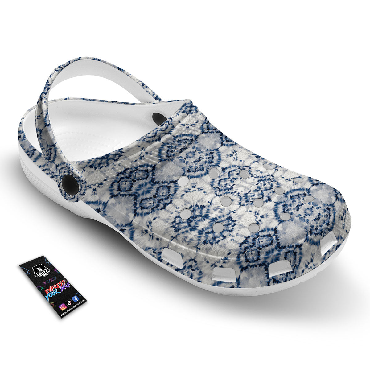 Shibori Watercolor Print Pattern Clog-grizzshop