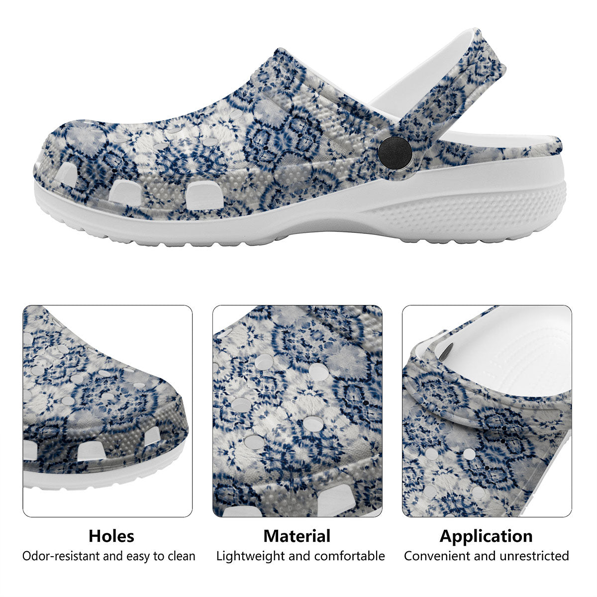 Shibori Watercolor Print Pattern Clog-grizzshop