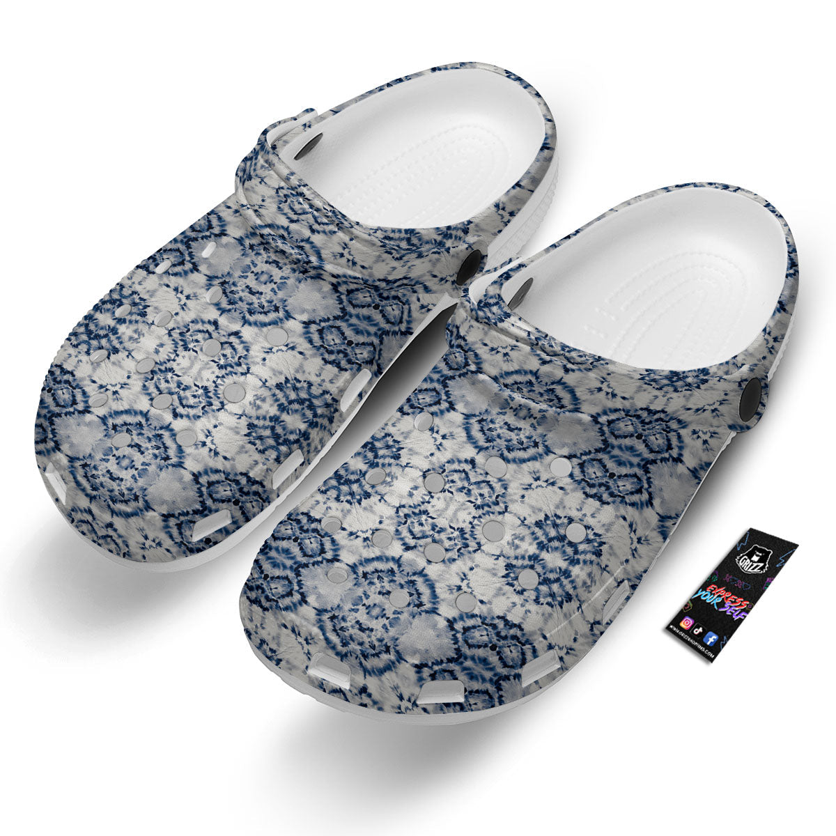 Shibori Watercolor Print Pattern Clog-grizzshop