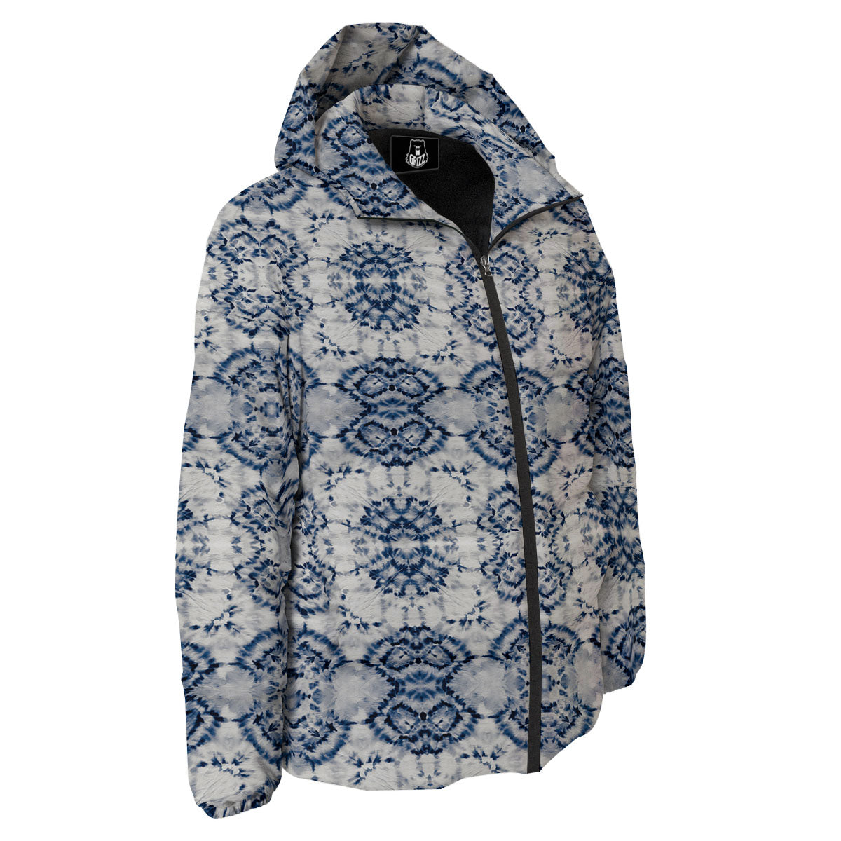 Shibori Watercolor Print Pattern Down Jacket-grizzshop