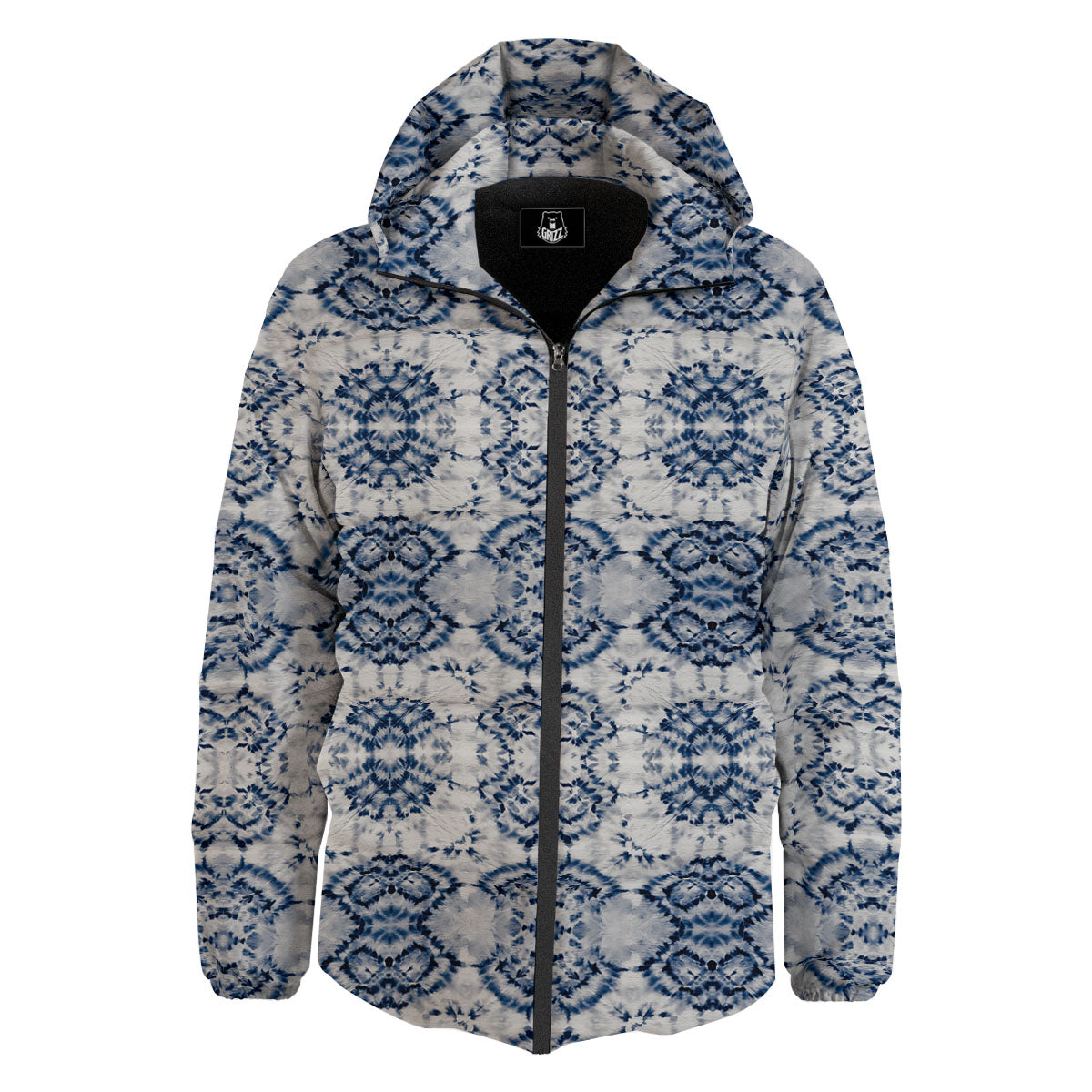 Shibori Watercolor Print Pattern Down Jacket-grizzshop