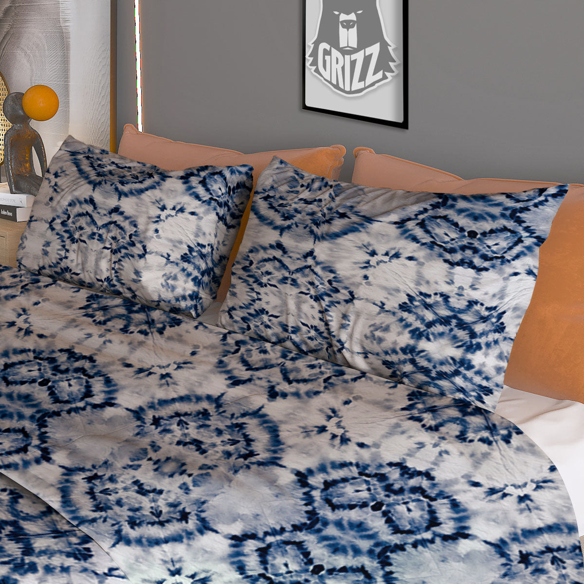 Shibori Watercolor Print Pattern Duvet Cover Bedding Set