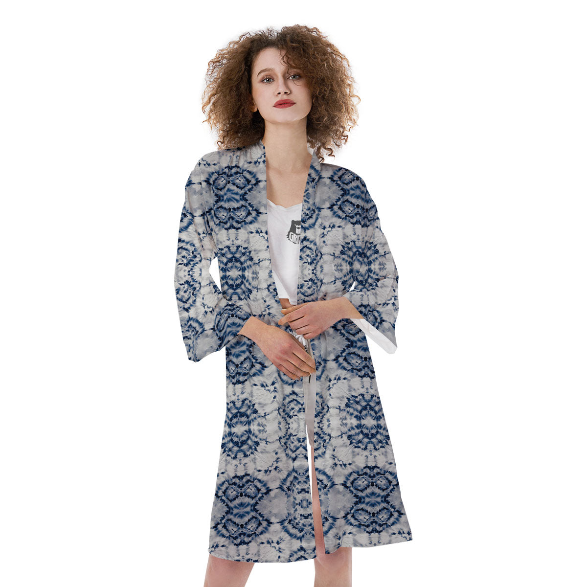 Shibori Watercolor Print Pattern Kimono-grizzshop