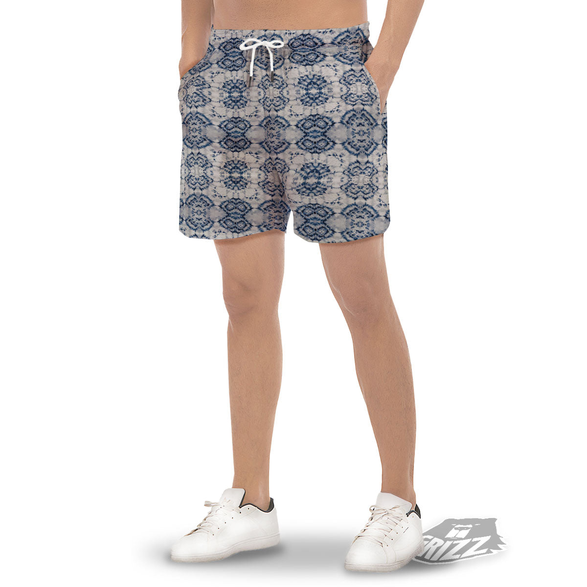 Shibori Watercolor Print Pattern Men's Gym Shorts-grizzshop