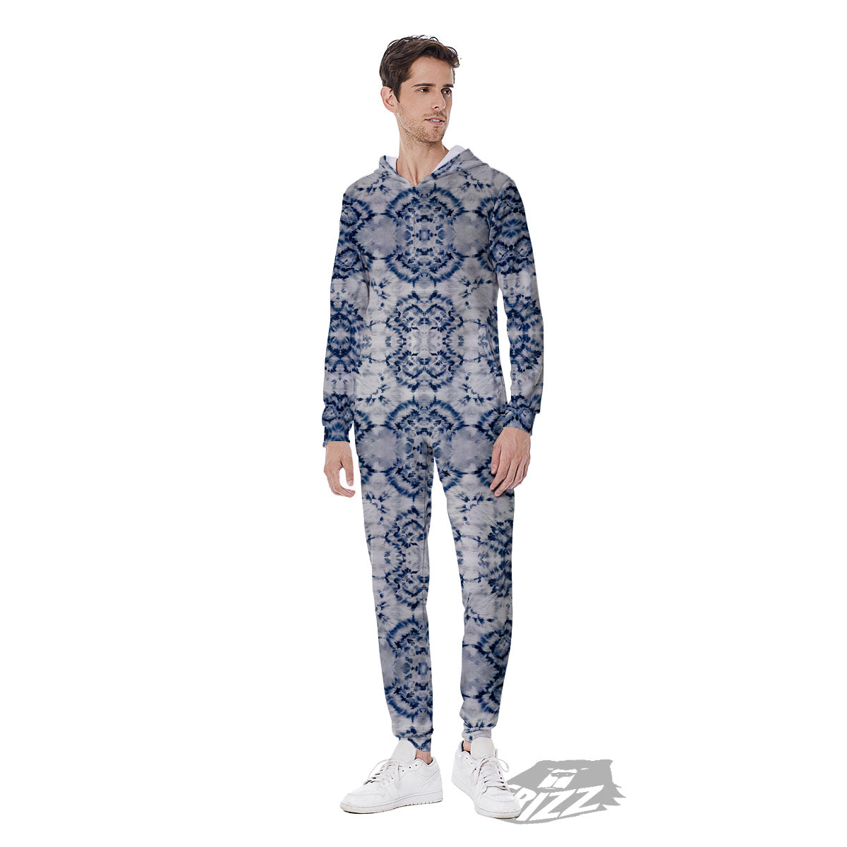 Shibori Watercolor Print Pattern Men's Jumpsuit-grizzshop