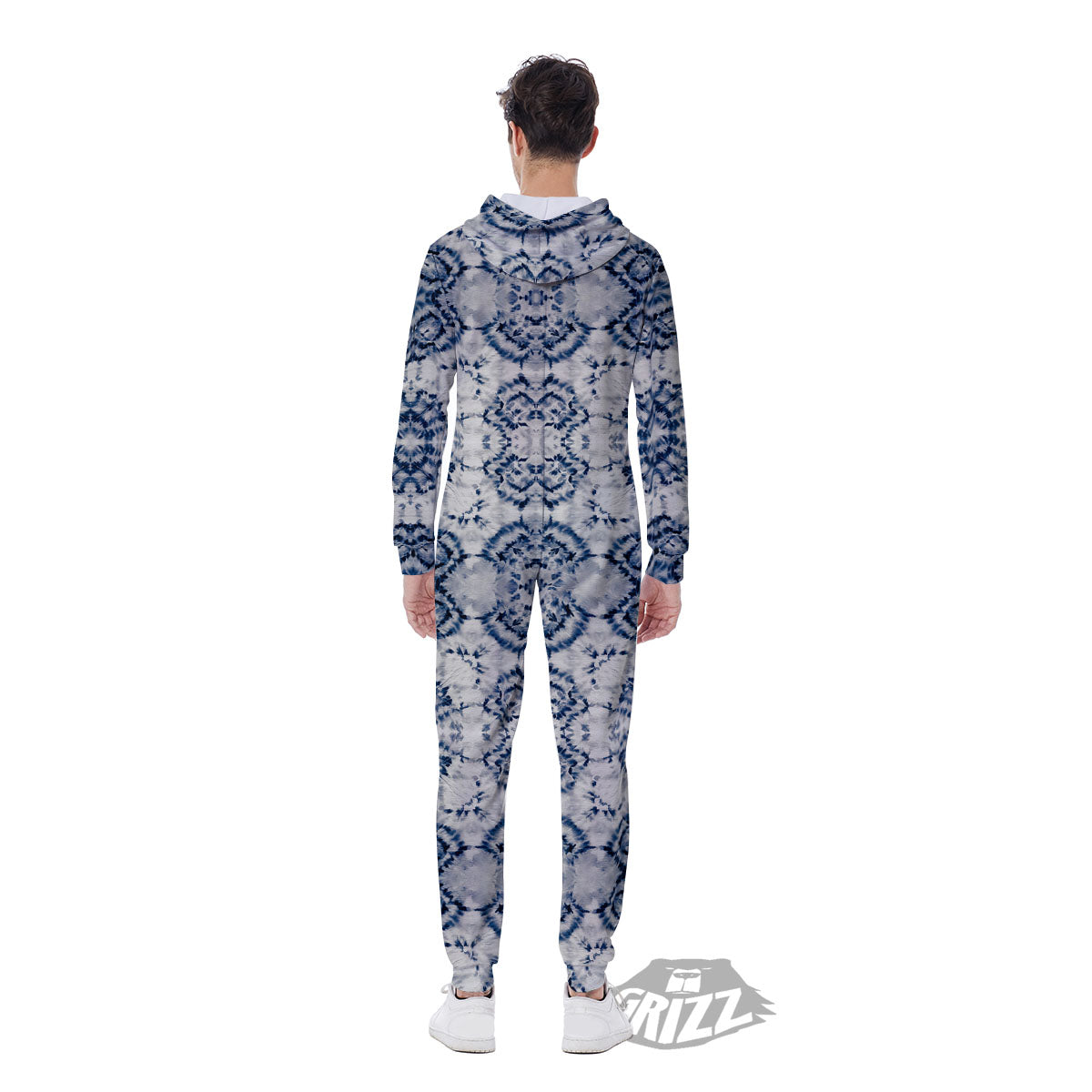 Shibori Watercolor Print Pattern Men's Jumpsuit-grizzshop