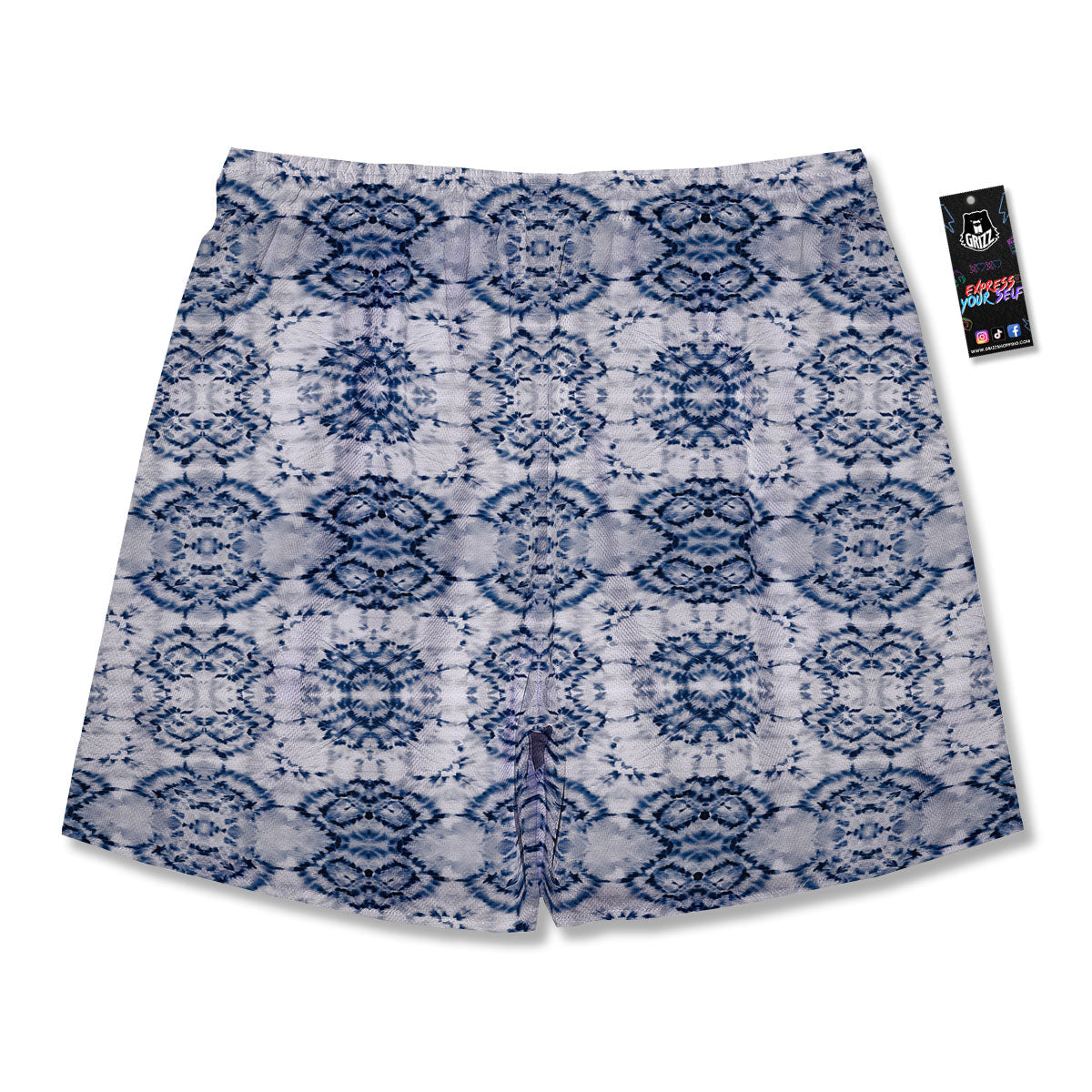 Shibori Watercolor Print Pattern Men's Running Shorts-grizzshop