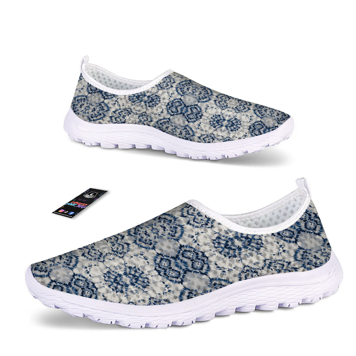 Shibori Watercolor Print Pattern Nurse Shoes-grizzshop
