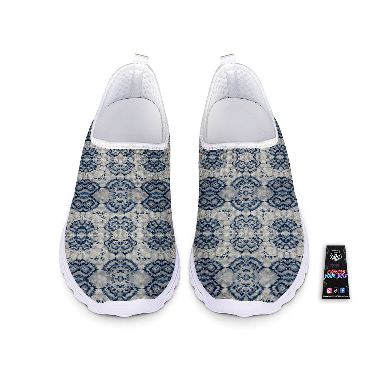 Shibori Watercolor Print Pattern Nurse Shoes-grizzshop