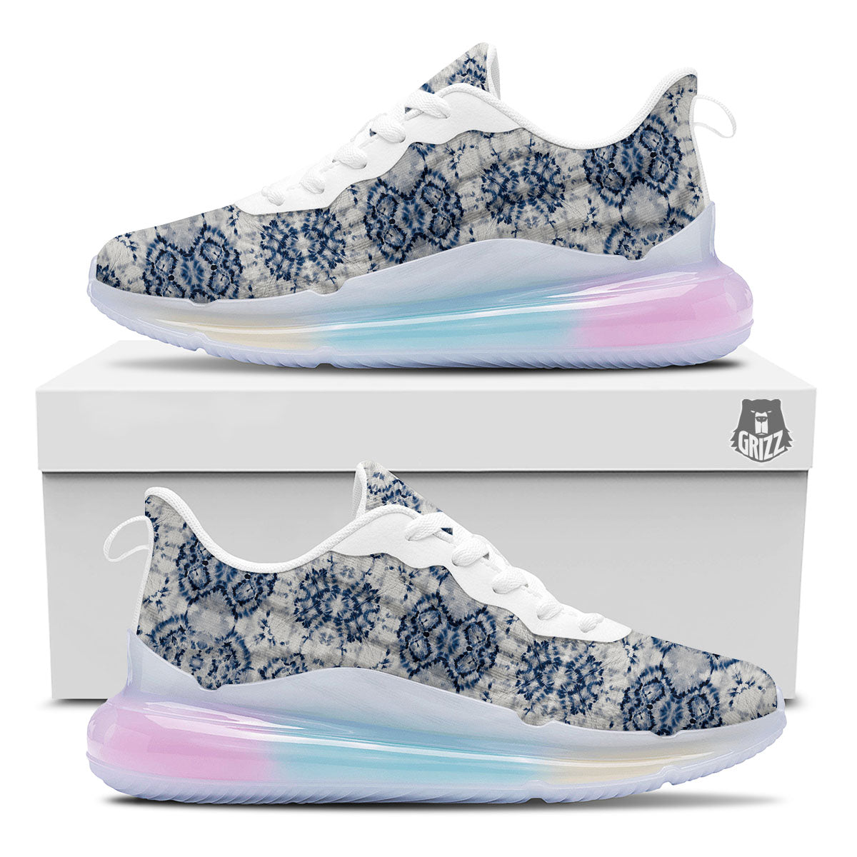 Shibori Watercolor Print Pattern Running Sneakers-grizzshop
