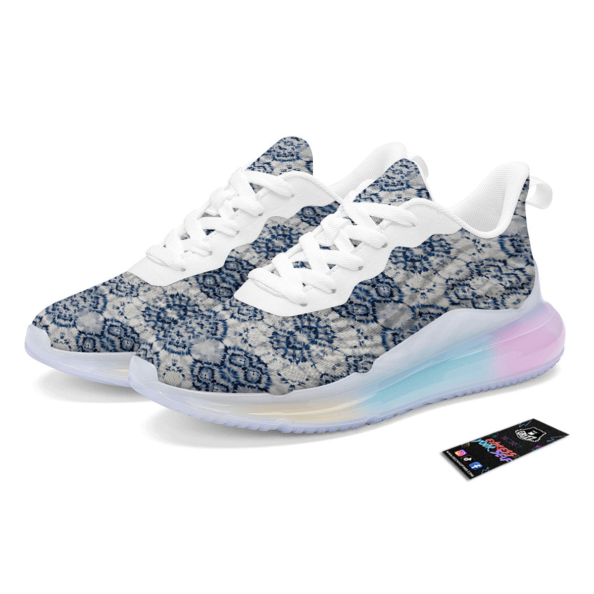 Shibori Watercolor Print Pattern Running Sneakers-grizzshop