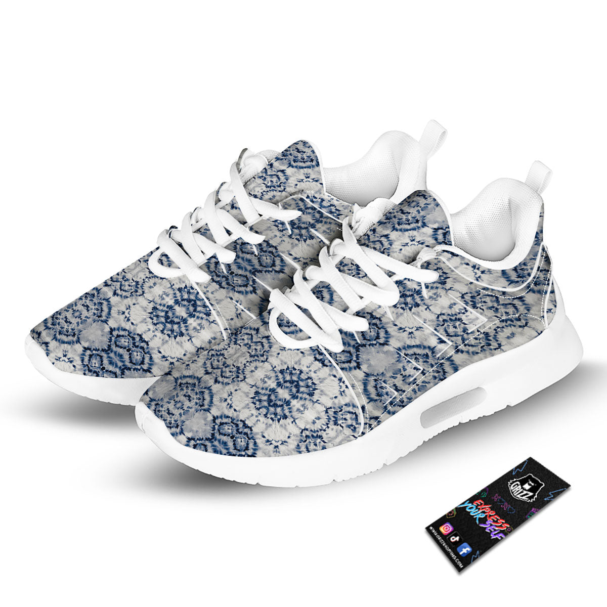 Shibori Watercolor Print Pattern Tennis Shoes-grizzshop