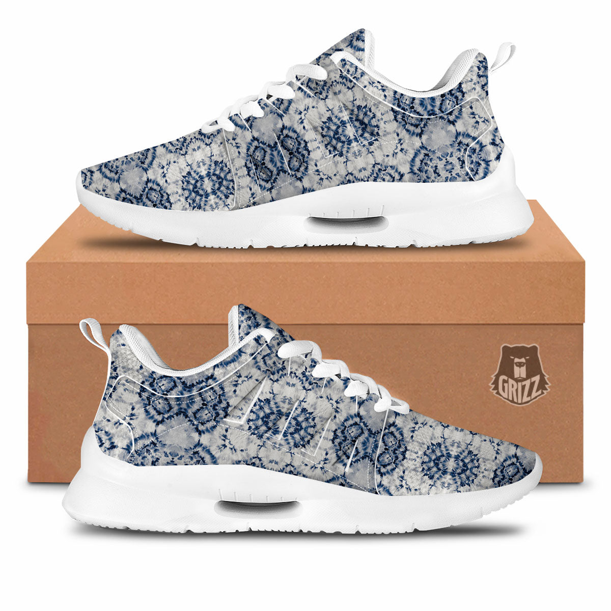 Shibori Watercolor Print Pattern Tennis Shoes-grizzshop