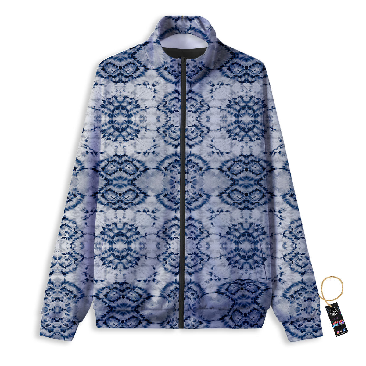 Shibori Watercolor Print Pattern Track Jacket-grizzshop