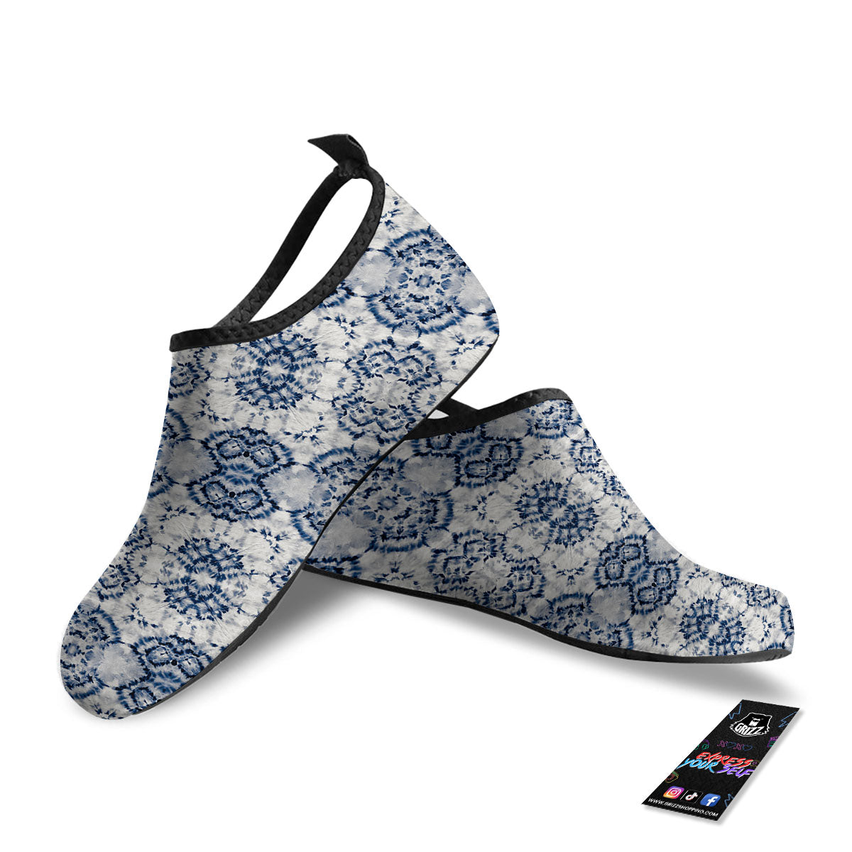 Shibori Watercolor Print Pattern Water Shoes-grizzshop