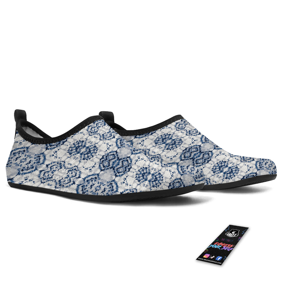 Shibori Watercolor Print Pattern Water Shoes-grizzshop