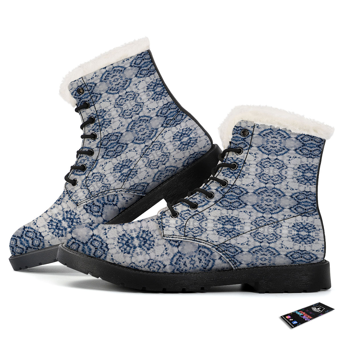 Shibori Watercolor Print Pattern Winter Boots-grizzshop