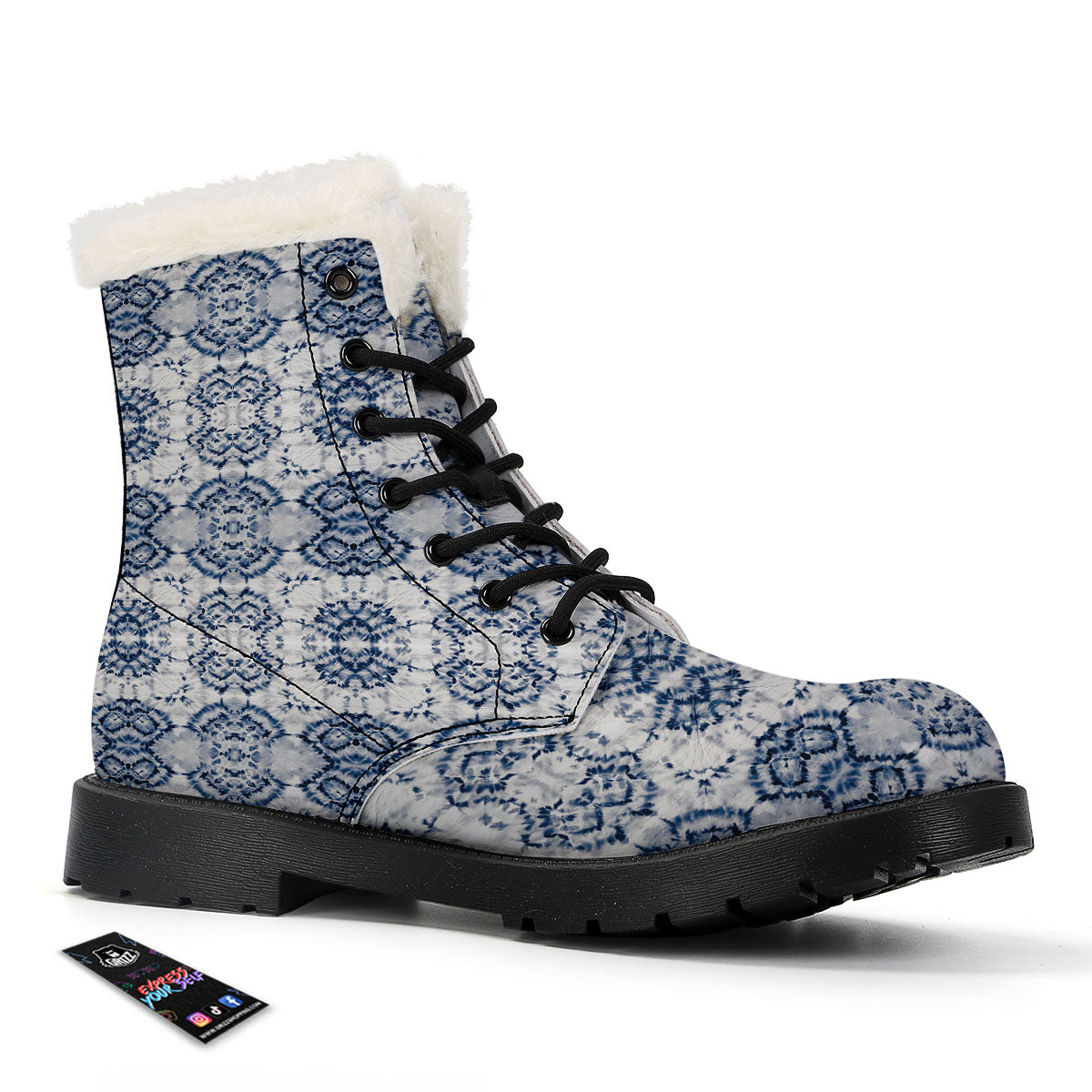 Shibori Watercolor Print Pattern Winter Boots-grizzshop
