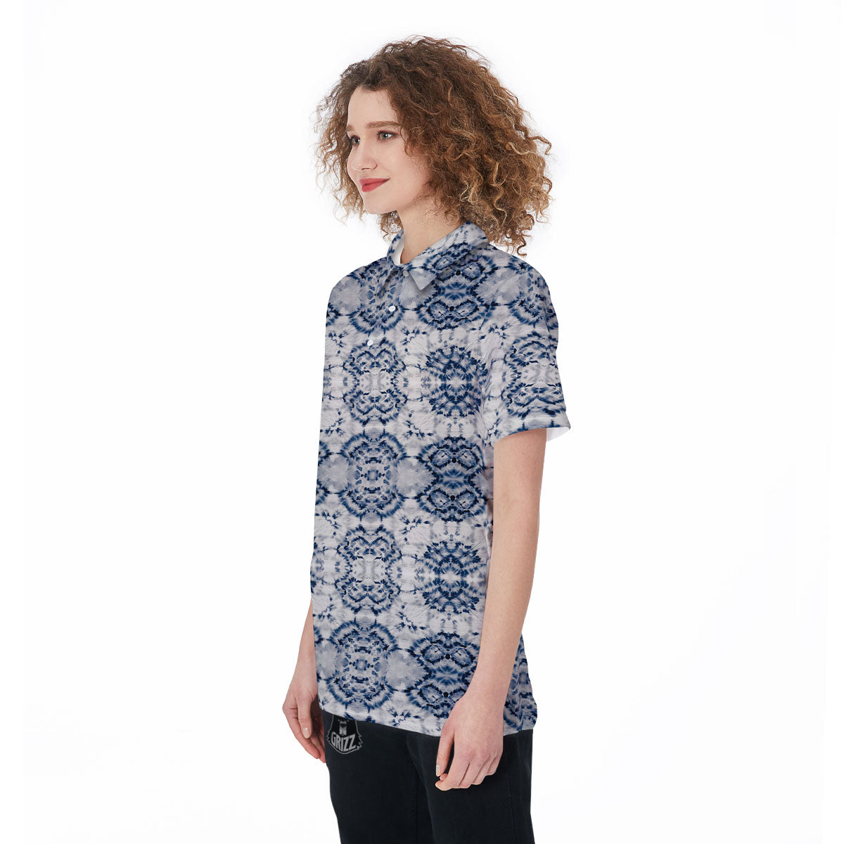 Shibori Watercolor Print Pattern Women's Golf Shirts-grizzshop
