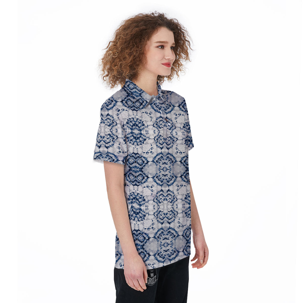 Shibori Watercolor Print Pattern Women's Golf Shirts-grizzshop
