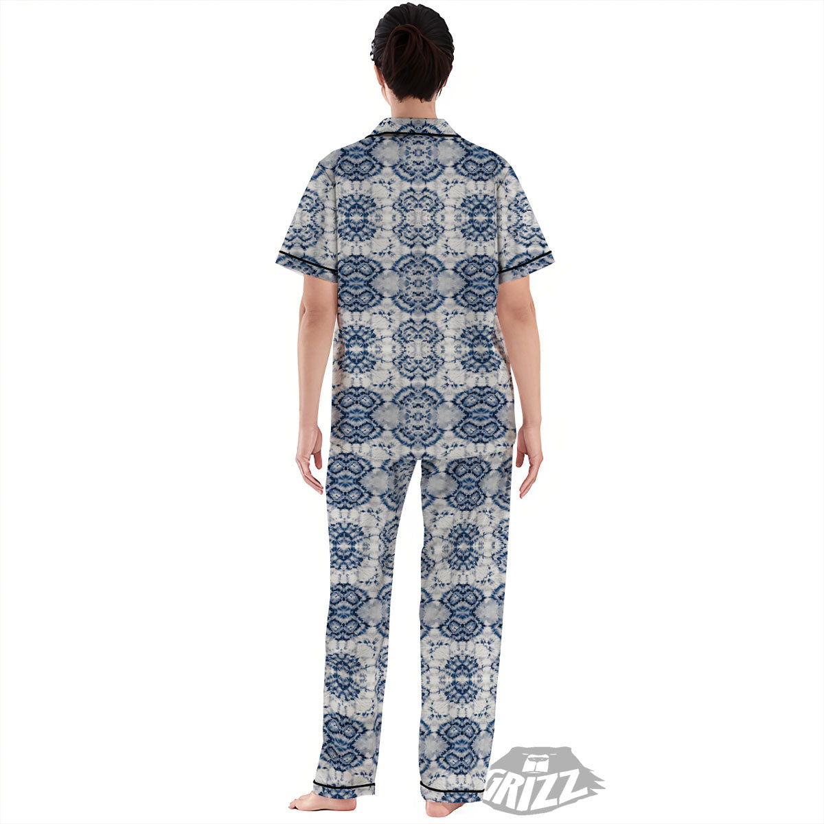 Shibori Watercolor Print Pattern Women's Pajamas Set-grizzshop