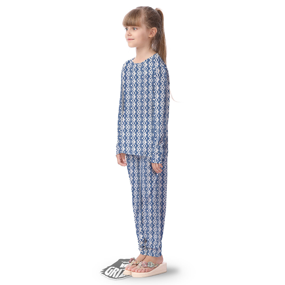 Shibori Wave Print Pattern Kid's Pajamas-grizzshop