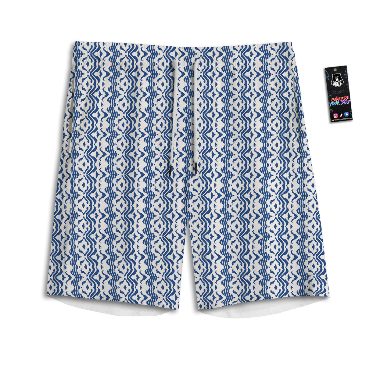 Shibori Wave Print Pattern Men's Athletic Shorts