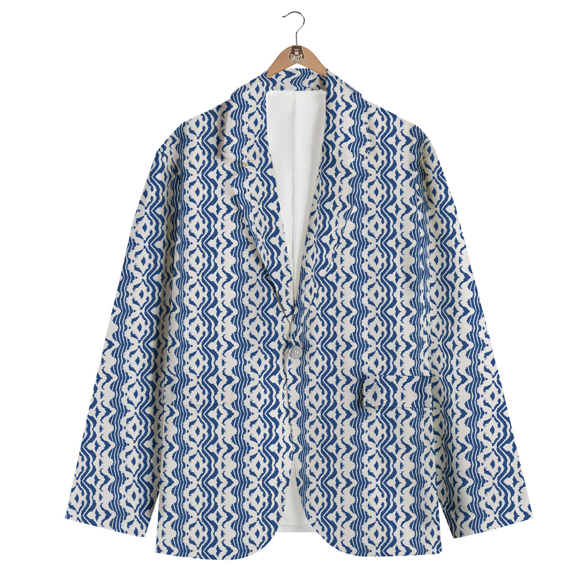 Shibori Wave Print Pattern Men's Blazer