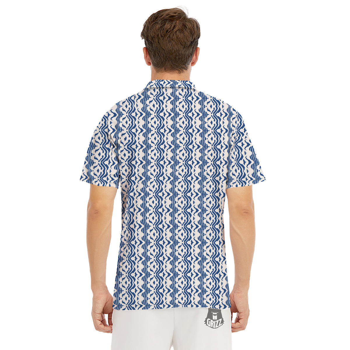 Shibori Wave Print Pattern Men's Golf Shirts-grizzshop