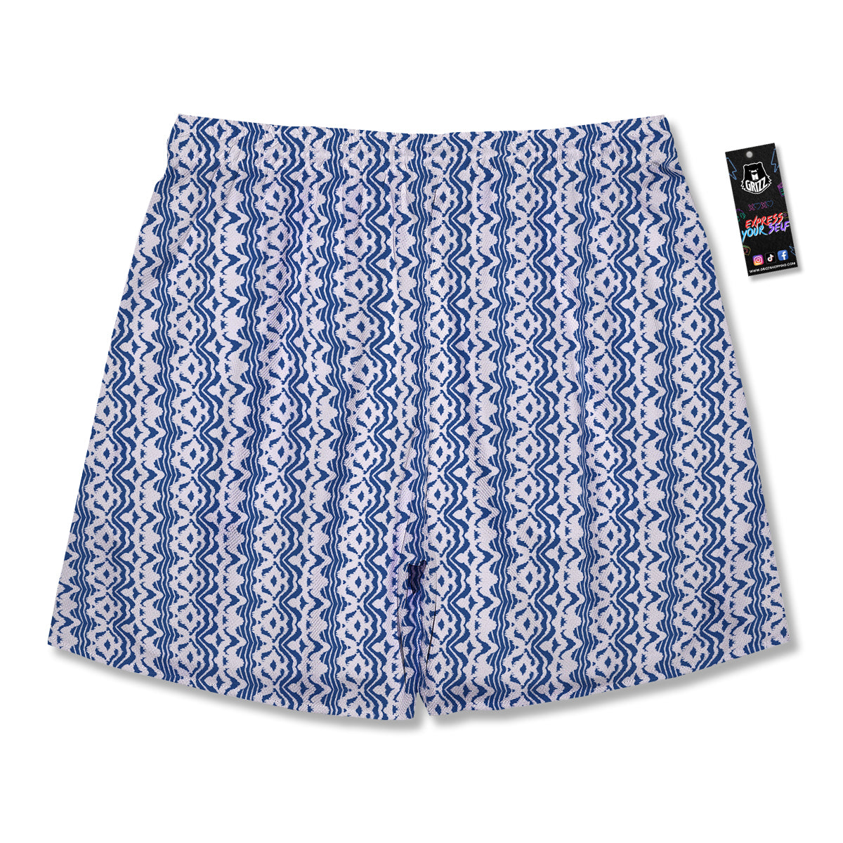 Shibori Wave Print Pattern Men's Running Shorts-grizzshop