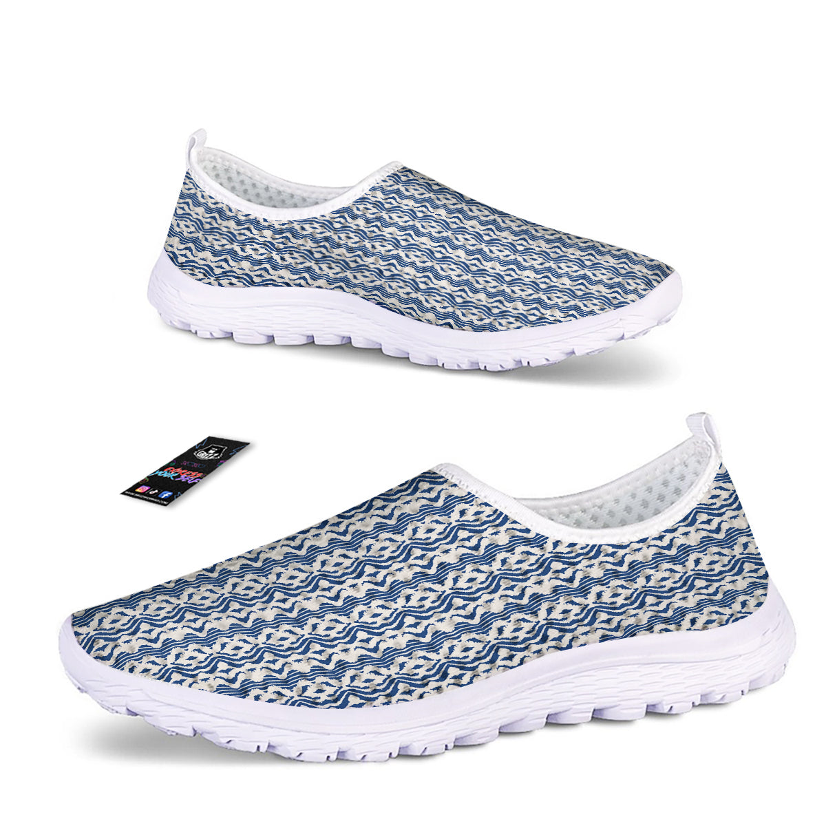 Shibori Wave Print Pattern Nurse Shoes-grizzshop