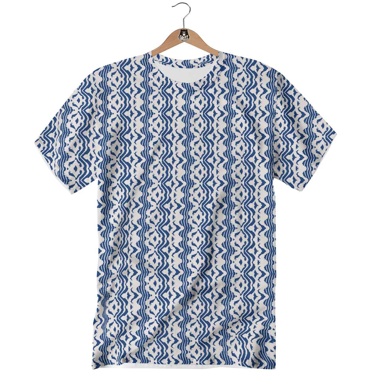Shibori Wave Print Pattern T-Shirt-grizzshop