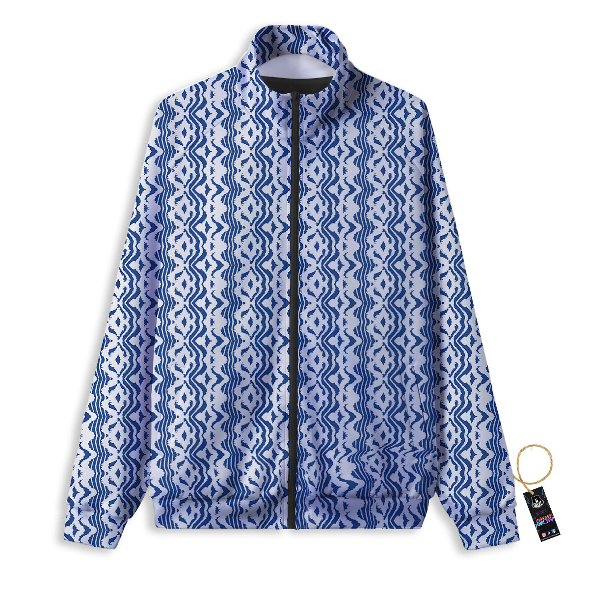 Shibori Wave Print Pattern Track Jacket-grizzshop
