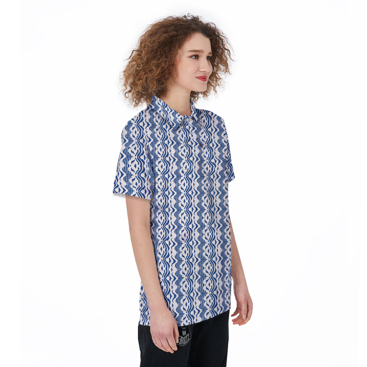 Shibori Wave Print Pattern Women's Golf Shirts-grizzshop