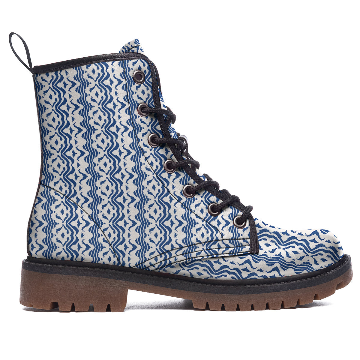 Shibori Wave Print Pattern Work Boots-grizzshop