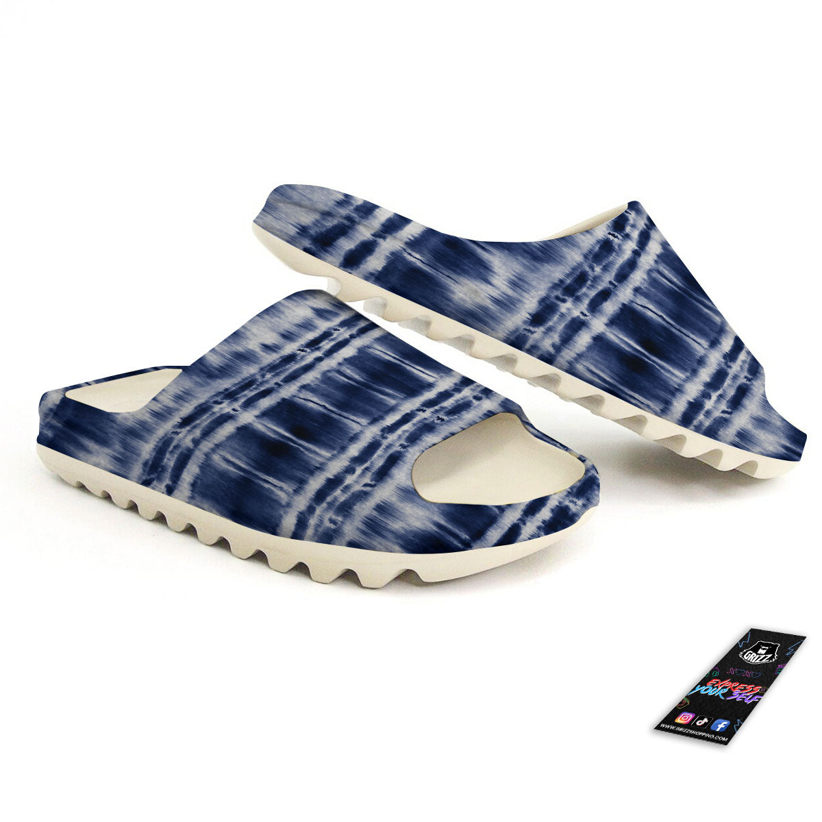 Shibori Indigo Dye Print Sandals-grizzshop