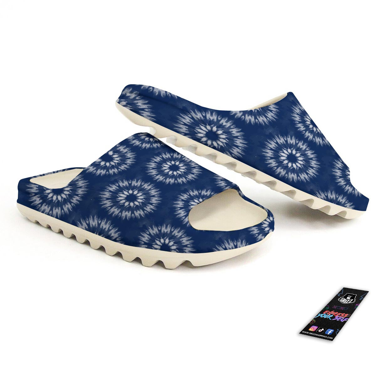 Shibori Print Pattern Sandals-grizzshop