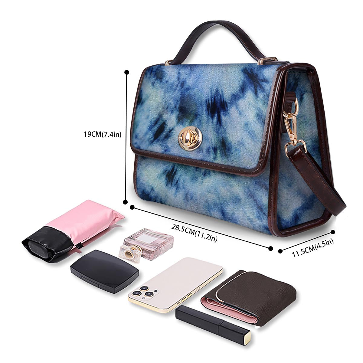 Shibori Tie Dye Print Women's Satchel Bag